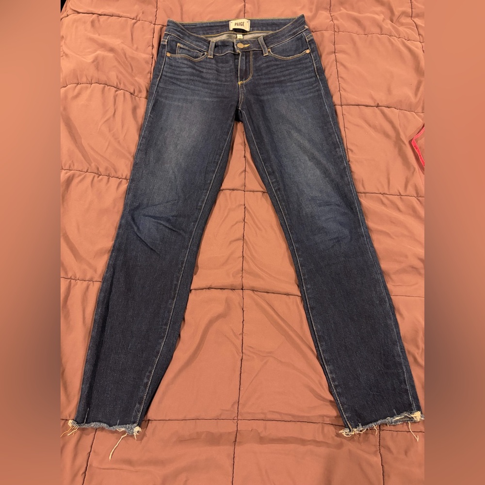 PAIGE Dark Blue Straight Leg Jeans Size 26